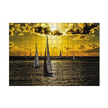 Cakapuzzle Günbatımında Yelkenliler 120 Parça Ahşap Puzzle