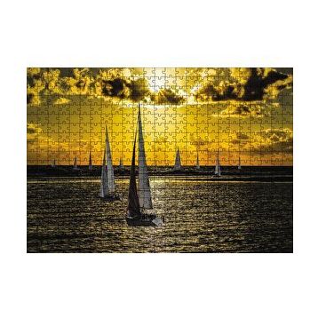 Cakapuzzle Günbatımında Yelkenliler 120 Parça Ahşap Puzzle