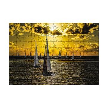 Cakapuzzle Günbatımında Yelkenliler 120 Parça Ahşap Puzzle