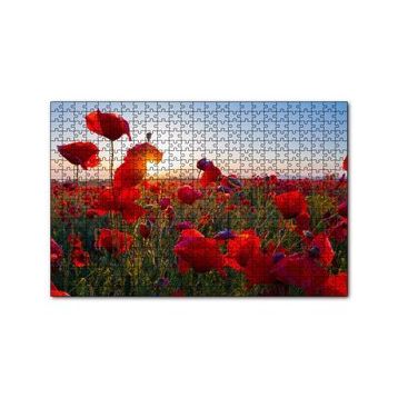 Cakapuzzle Gündoğumu Çayırda Kırmızı Gelincikler 120 Parça Ahşap Puzzle