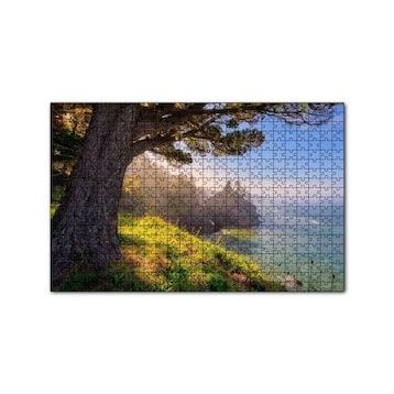 Cakapuzzle Gündoğumu Deniz Manzaralı Tepedeki Ağaç 120 Parça Ahşap Puzzle
