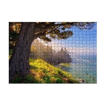 Cakapuzzle Gündoğumu Deniz Manzaralı Tepedeki Ağaç 120 Parça Ahşap Puzzle