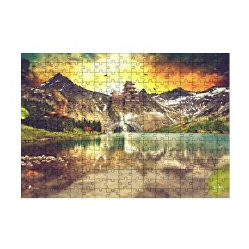 Cakapuzzle Gündoğumu Tapınak ve Göl Manzarası 120 Parça Ahşap Puzzle