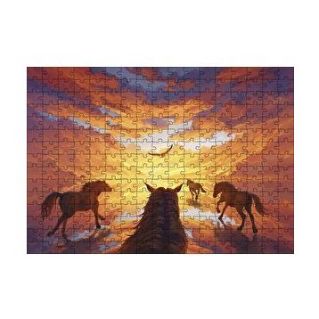 Cakapuzzle Güne Koşan Atlar Fantastik 120 Parça Ahşap Puzzle