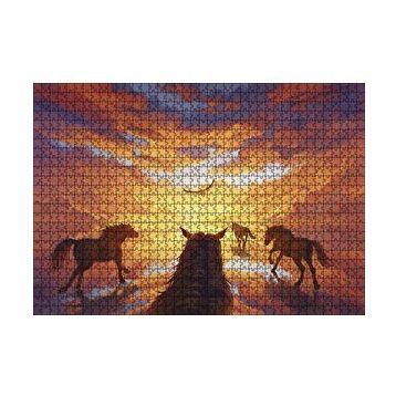 Cakapuzzle Güne Koşan Atlar Fantastik 120 Parça Ahşap Puzzle