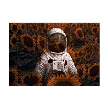 Cakapuzzle Günebakan Tarlasında Astoronot Görseli 120 Parça Ahşap Puzzle