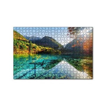 Cakapuzzle Güneş Göl Dağ Orman Manzarası Görseli 120 Parça Ahşap Puzzle