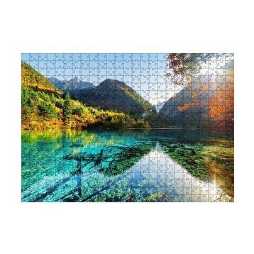 Cakapuzzle Güneş Göl Dağ Orman Manzarası Görseli 120 Parça Ahşap Puzzle