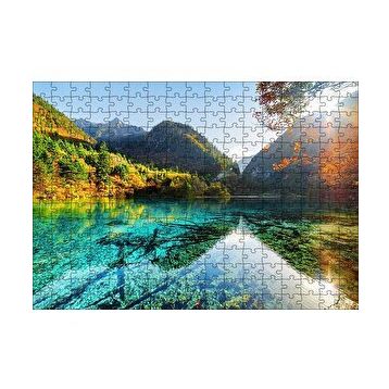 Cakapuzzle Güneş Göl Dağ Orman Manzarası Görseli 120 Parça Ahşap Puzzle