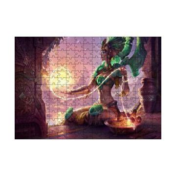 Cakapuzzle Güneşi Ören Yeşil Kıyafetli Melek 120 Parça Ahşap Puzzle
