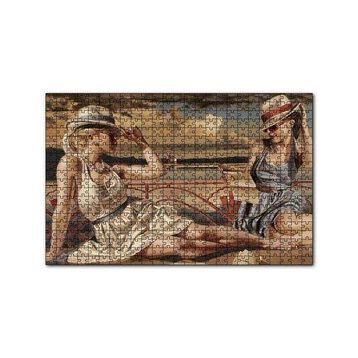 Cakapuzzle Güneşlenen ve Mektup Okuyan Kızlar 120 Parça Ahşap Puzzle