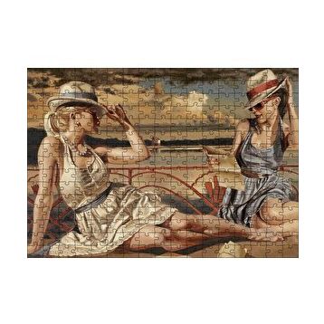 Cakapuzzle Güneşlenen ve Mektup Okuyan Kızlar 120 Parça Ahşap Puzzle