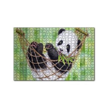 Cakapuzzle Hamakta Dinlenen Panda Dijital Çizim 120 Parça Ahşap Puzzle