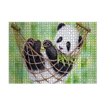 Cakapuzzle Hamakta Dinlenen Panda Dijital Çizim 120 Parça Ahşap Puzzle