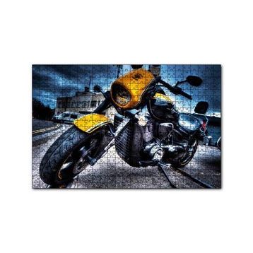 Cakapuzzle Harley Davidson Sarı Siyah Cruiser Motorsiklet 120 Parça Ahşap Puzzle