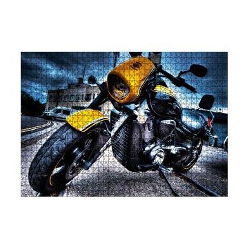 Cakapuzzle Harley Davidson Sarı Siyah Cruiser Motorsiklet 120 Parça Ahşap Puzzle