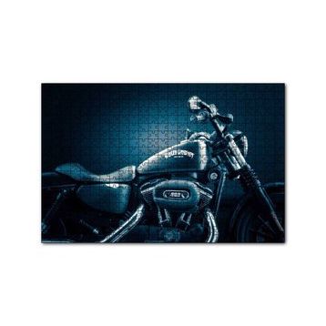Cakapuzzle Harley Davidson Siyah Klasik Karanlık Mod 120 Parça Ahşap Puzzle