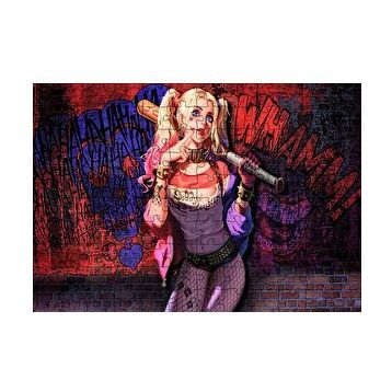 Cakapuzzle Harley Quinn ve Beyzbol Sopası 120 Parça Ahşap Puzzle