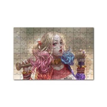 Cakapuzzle Harley Quinn ve Beyzbol Sopası Karikatürize 120 Parça Ahşap Puzzle