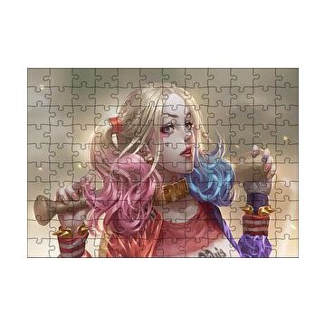 Cakapuzzle Harley Quinn ve Beyzbol Sopası Karikatürize 120 Parça Ahşap Puzzle