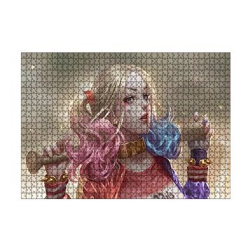 Cakapuzzle Harley Quinn ve Beyzbol Sopası Karikatürize 120 Parça Ahşap Puzzle