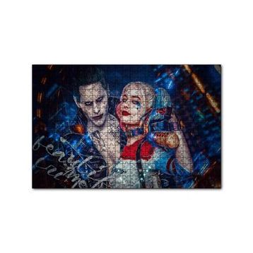 Cakapuzzle Harley Quinn ve Joker İllüstrasyon 120 Parça Ahşap Puzzle