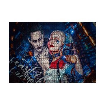Cakapuzzle Harley Quinn ve Joker İllüstrasyon 120 Parça Ahşap Puzzle