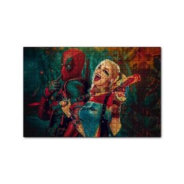 Cakapuzzle Harley Quinn ve Spider Man Çizim 120 Parça Ahşap Puzzle