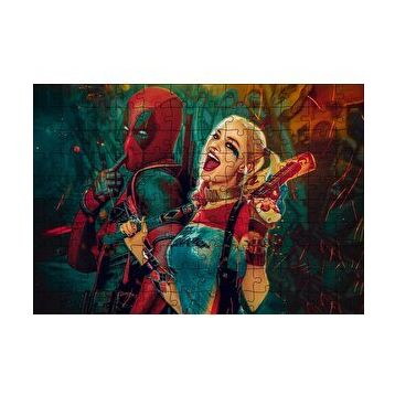 Cakapuzzle Harley Quinn ve Spider Man Çizim 120 Parça Ahşap Puzzle