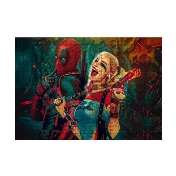 Cakapuzzle Harley Quinn ve Spider Man Çizim 120 Parça Ahşap Puzzle