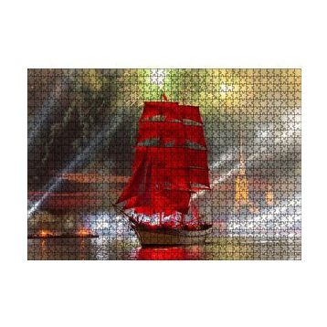 Cakapuzzle Havai Fişek Yelkenli Gemi Tekne 120 Parça Ahşap Puzzle