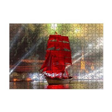 Cakapuzzle Havai Fişek Yelkenli Gemi Tekne 120 Parça Ahşap Puzzle