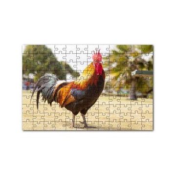 Cakapuzzle Heybetli Horoz Flu Çiftlik Arkaplan 120 Parça Ahşap Puzzle