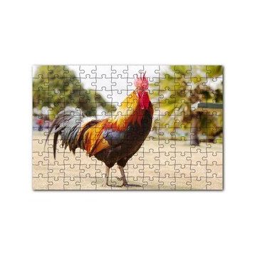 Cakapuzzle Heybetli Horoz Flu Çiftlik Arkaplan 120 Parça Ahşap Puzzle