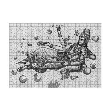 Cakapuzzle Hindu Tanrısı Vishnu Karakalem 120 Parça Ahşap Puzzle