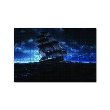 Cakapuzzle Hırçın Dalgalarda Yelkenli Gemi 120 Parça Ahşap Puzzle