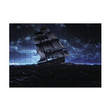 Cakapuzzle Hırçın Dalgalarda Yelkenli Gemi 120 Parça Ahşap Puzzle