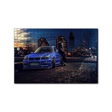 Cakapuzzle Hızlı ve Öfkeli Paul Walker Mavi Nissan 120 Parça Ahşap Puzzle