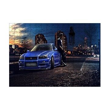 Cakapuzzle Hızlı ve Öfkeli Paul Walker Mavi Nissan 120 Parça Ahşap Puzzle