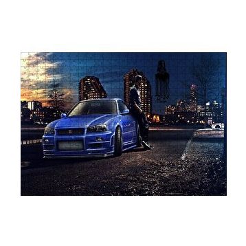 Cakapuzzle Hızlı ve Öfkeli Paul Walker Mavi Nissan 120 Parça Ahşap Puzzle