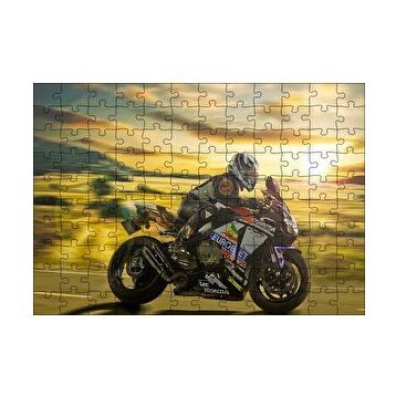 Cakapuzzle Honda Motosiklet Motosikletçi Görsel 120 Parça Ahşap Puzzle