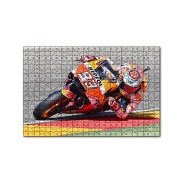 Cakapuzzle Honda Repsol Turuncu Motorsiklet Sola Virajda Yatıyor 120 Parça Ahşap Puzzle