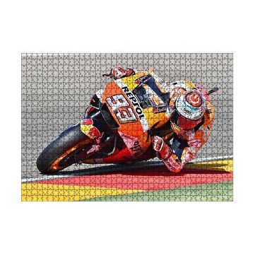 Cakapuzzle Honda Repsol Turuncu Motorsiklet Sola Virajda Yatıyor 120 Parça Ahşap Puzzle