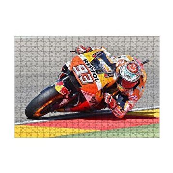 Cakapuzzle Honda Repsol Turuncu Motorsiklet Sola Virajda Yatıyor 120 Parça Ahşap Puzzle