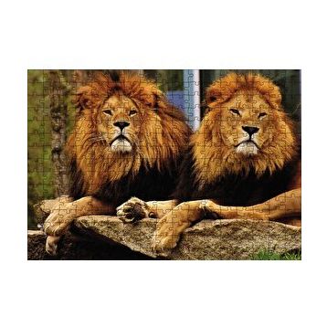 Cakapuzzle İki Aslan 120 Parça Ahşap Puzzle