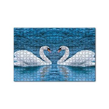 Cakapuzzle İki Beyaz Kuğu Kalp Şekli 120 Parça Ahşap Puzzle
