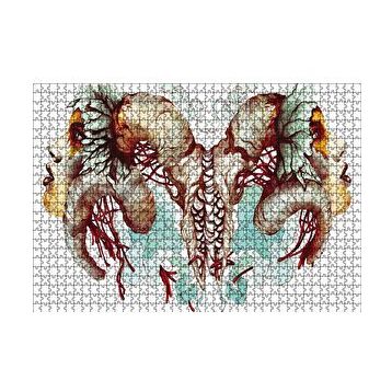Cakapuzzle İki Çift Boynuzlu Yüz 120 Parça Ahşap Puzzle