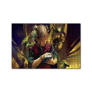 Cakapuzzle İncil Okuyan Küçük Kız ve Çiçekler 120 Parça Ahşap Puzzle