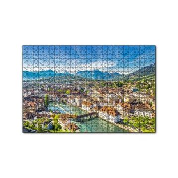 Cakapuzzle İsviçre Luzern ve Arkaplanda Dağlar 120 Parça Ahşap Puzzle