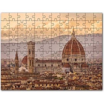 Cakapuzzle Italya Floransa Gündoğumunda Şehir Manzarası 120 Parça Puzzle